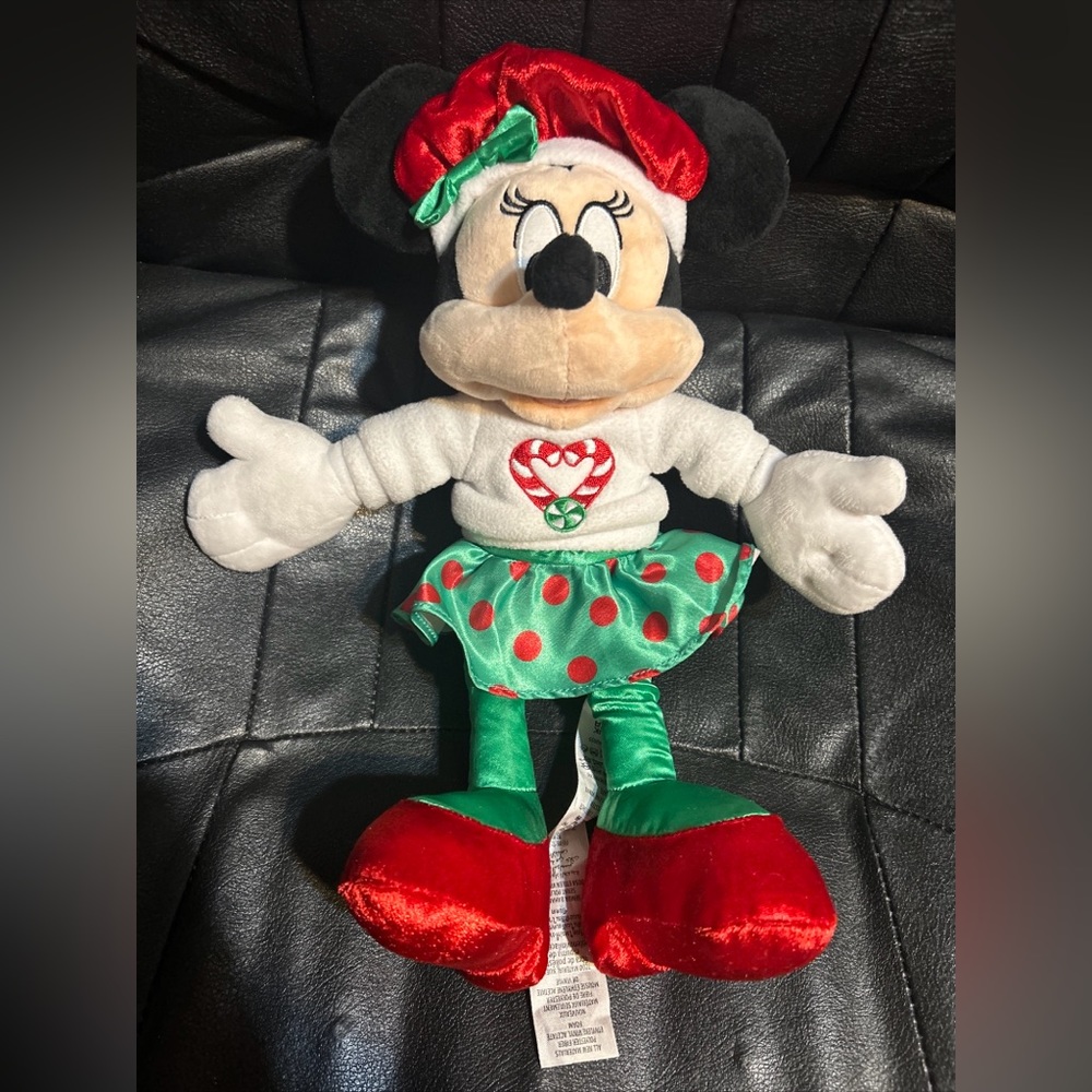Disney Parks Minnie Mouse Holiday Plush Toy Doll‎ 15" Christmas